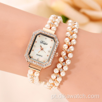 Conjunto de relógios de venda quente para mulheres charme pequeno relógio de quartzo conjunto de pulseira para mulheres presente de casamento para esposa relógios quadrados